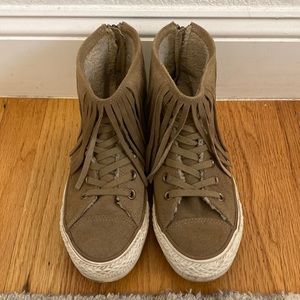 WORN ONCE Converse Fringe Suede High Top Sneakers